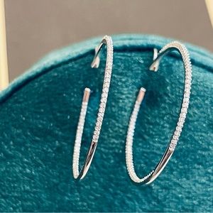 .42 Diamond and 14k White Gold Inside Out Diamond Hoops